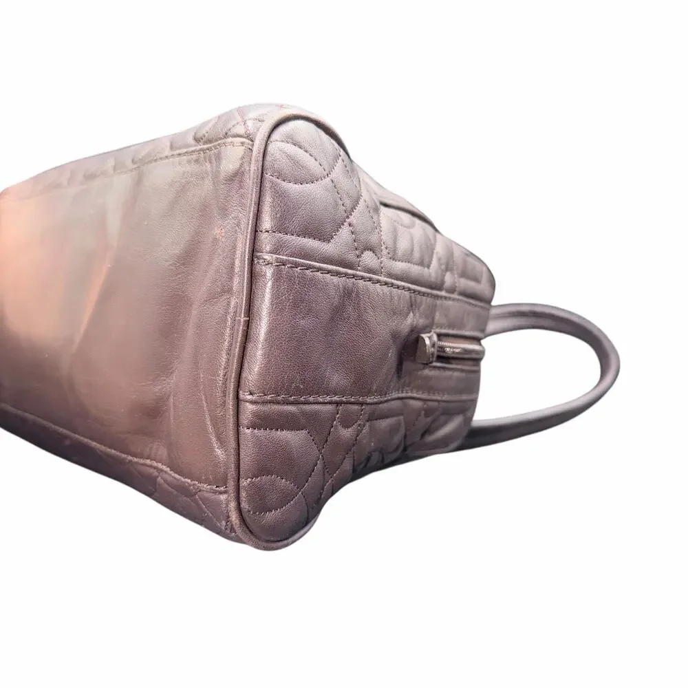 Donald J Pliner Quilted Brown Leather Satchel Shoulder Bag